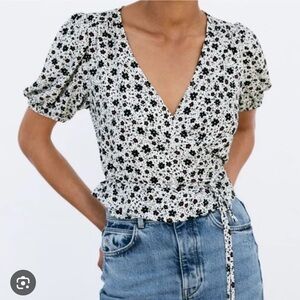 Zara Black and White Wrap Shirt
